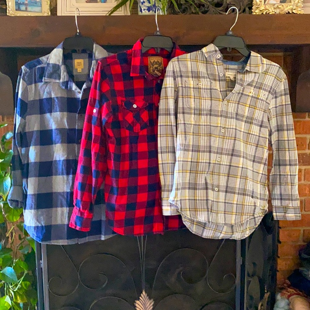Boys Large button down shirts plaid/flannel
